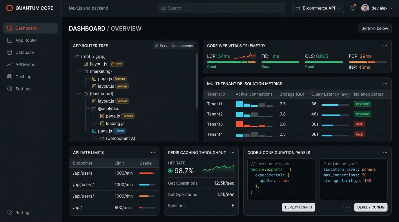VAYCE Innovations Next.js 14 App Router & Multi-Tenant SaaS Architecture Console